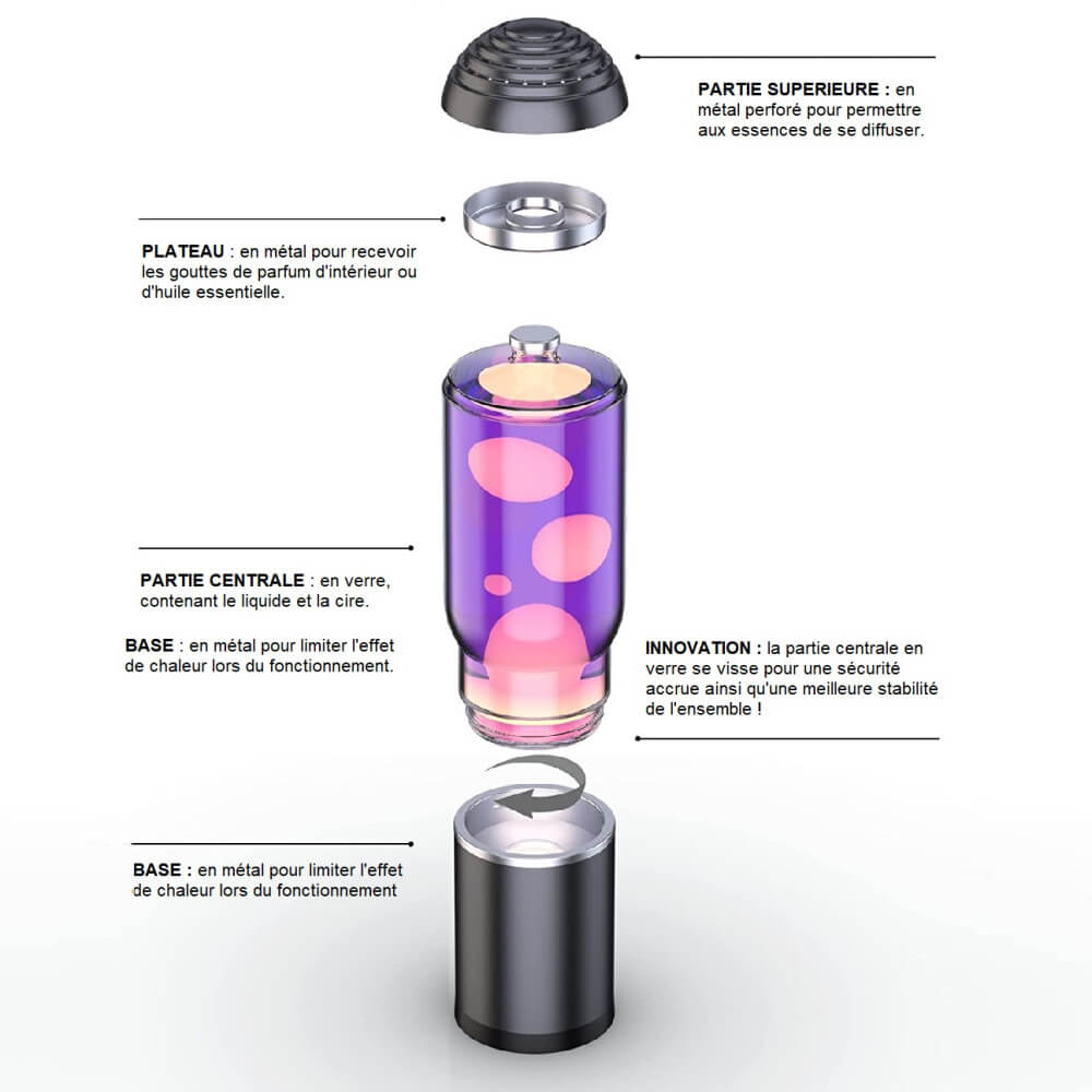 Lampe à Lave Violette Diffuseur d'huiles